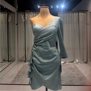 One-Shoulder Ocean Blue Short Dress